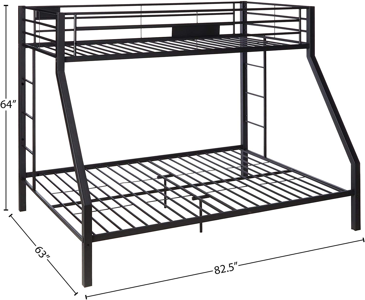 DANGRUUT Upgraded Version Thicken Metal Bunk Beds, Best Industrial Bunk Bed, Heavy Duty Bed Frame with Side Ladder and Safety Rails for Kids Girls Boys, Teens and Adults (Twin XL Over Queen)