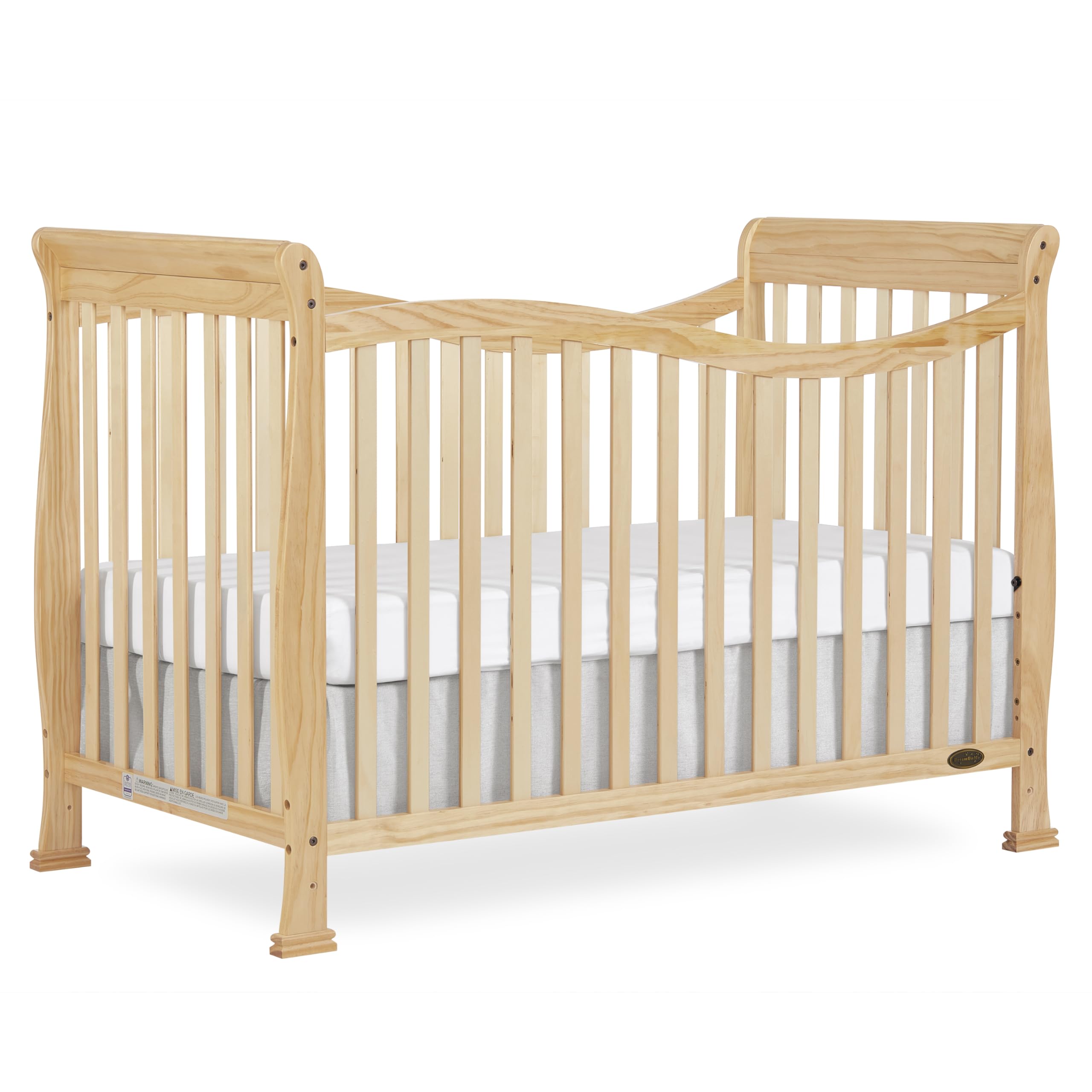 Dream On Me Violet 7-in-1 Convertible Full-Size Baby Crib with Toddler, Day & Full Bed Conversion in Natural, GreenGuard Gold & BSA, 4 Mattress Heights, Sustainable Pinewood