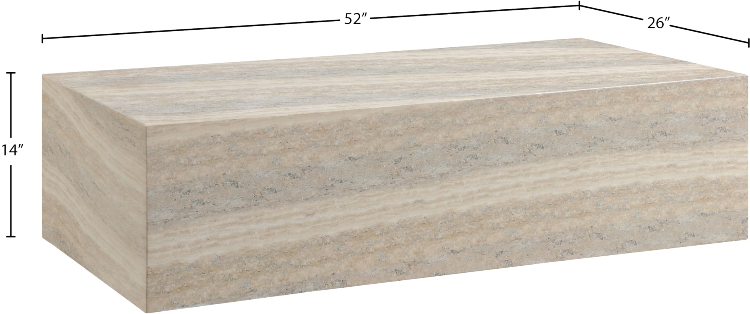 Meridian Furniture Piazza Travertine Finish Concrete Indoor/Outdoor Coffee Table
