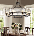 yomay Farmhouse Crytal Chandeliers Dining Room Pendant Light Fixture Black Chandelier with K9 Crystal for Living Room Dining Room Foyer High Ceiling
