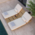 Acanva Set of 2 Patio Chaise Lounge Chair Outdoor with Comfy Cushion, Aluminum Reclining Chairs with 5-Position Adjustable, for Poolside, Balcony, Yard, Teak+Light Khaki, 2 pcs
