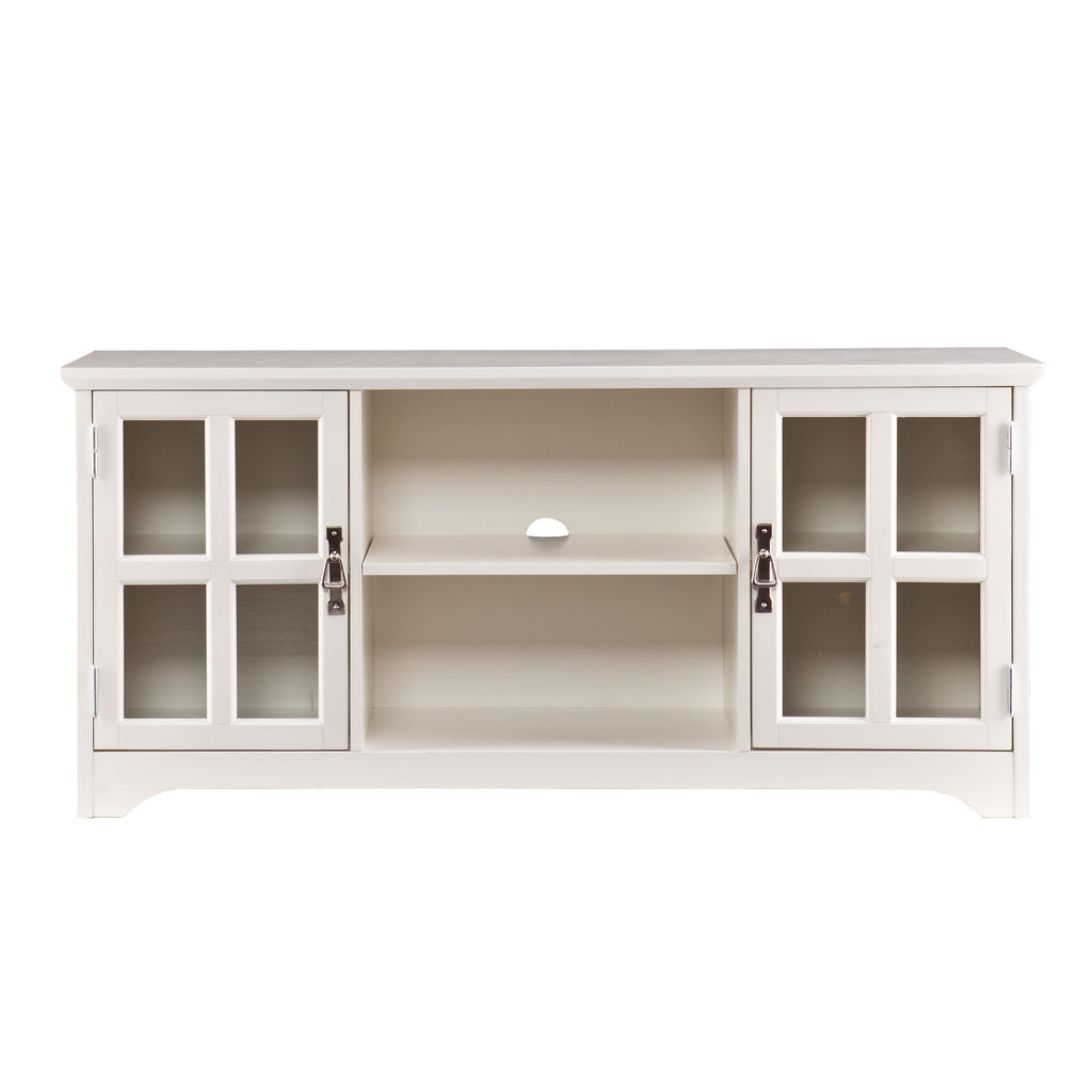 SEI Furniture - Remington TV Media Stand - White - Transitional Design, White Glass and Wood - Ideal for Living Room, Family Room (MS9908)