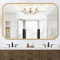 Ferytange 55X36 Inch Gold Metal Framed Bathroom Mirror for Wall, Large Rounded Rectangle Bathroom Vanity Mirror Farmhouse, Anti-Rust, Tempered Glass, Hangs Horizontally or Vertically