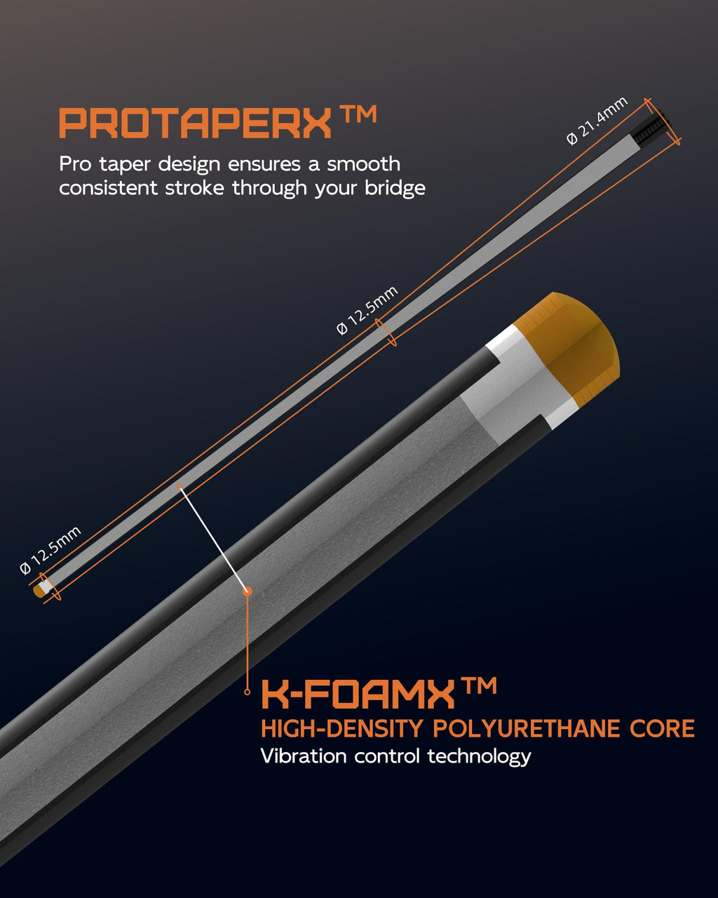 KONLLEN Carbon Fiber Pool Cue 2.0, 58-inch Low Deflection Billiard Stick for Adults with 12.5mm Tip and Pro Taper