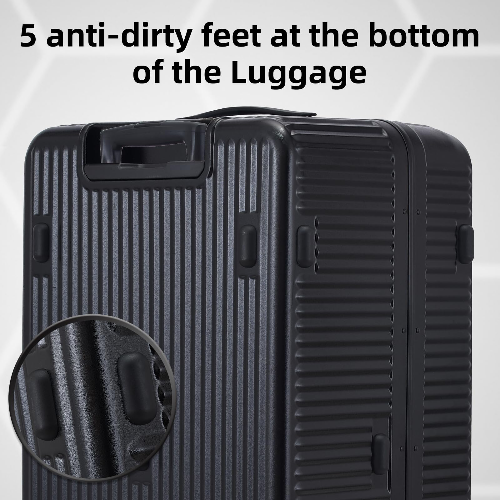 Kaleenie 2 pieces 20/29 Aluminum Frame Carry On and Checked Luggage Set with Side Opening, Lightweight Hardshell ABS+PC Trunk Suitcase with TSA Lock, 360° Universal Wheels & Adjustable Handle, Black