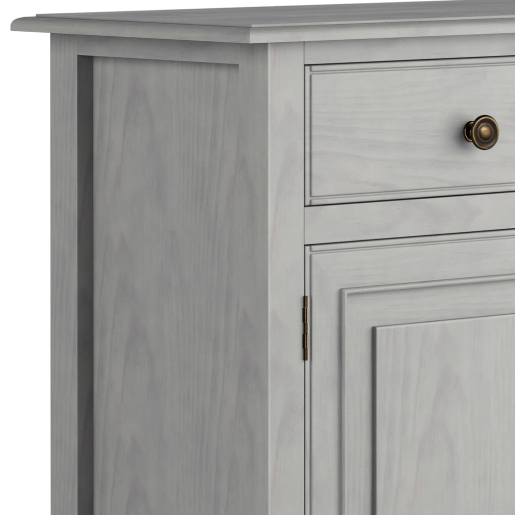 SIMPLIHOME Connaught 40-inch Wide Solid Wood Storage Cabinet in Fog Grey for Entryway, Living Room, Organizer for Hats, Gloves, Shoes, Keys, Slim Design, Traditional Style
