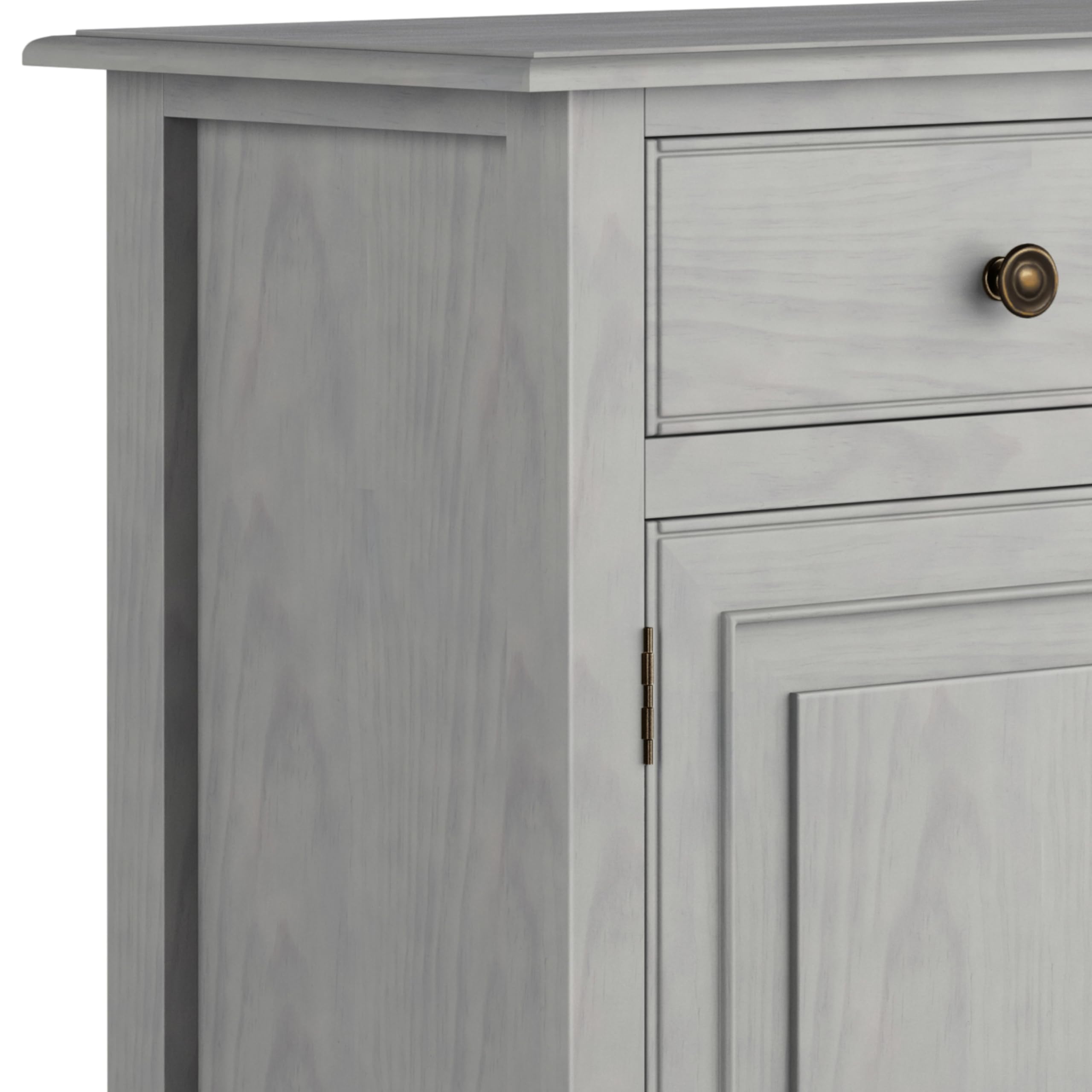 SIMPLIHOME Connaught 40-inch Wide Solid Wood Storage Cabinet in Fog Grey for Entryway, Living Room, Organizer for Hats, Gloves, Shoes, Keys, Slim Design, Traditional Style
