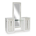 Signature Design by Ashley Chalanna Contemporary 3-Drawer Vanity, White & Clear
