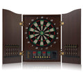 Electric Dartboard Set with Cabinet - Wooden Doors, LED Display, 12 Darts, 88 Soft Tips - 27 Games, up to 16 Players - Automatic Scoring Dart Board