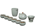 10 Pcs, Top Ceramic China Tea Set, Bone China Tea Cups Set, Fine China, Teacup, Chinese Gifts (Grayish green)