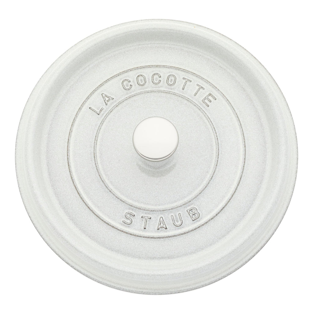 Staub Cast Iron 7-qt Round Cocotte - White Truffle