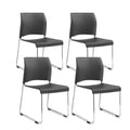 OEF Furnishings OEF8820-11-20/4 Commercial Stack Chair (Hard Plastic Seat and Back, Dark Gray, Chrome Frame, 4-Pack)