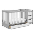 Graco Remi 4-in-1 Convertible Crib & Changer – GREENGUARD Gold Certified, Fits Standard Crib Mattress, Converts to Toddler Bed and Full Bed, 4 Adjustable Mattress Heights (Pebble Gray and White)