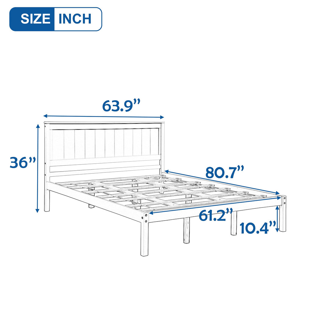 Jintop Queen Size Platform Bed Frame with Headboard,Bedroom Stylish Bed W/Wood Slat Support & No Box Spring Required,Easy to Assemble,for Kids Teens Girls Boys,Espresso