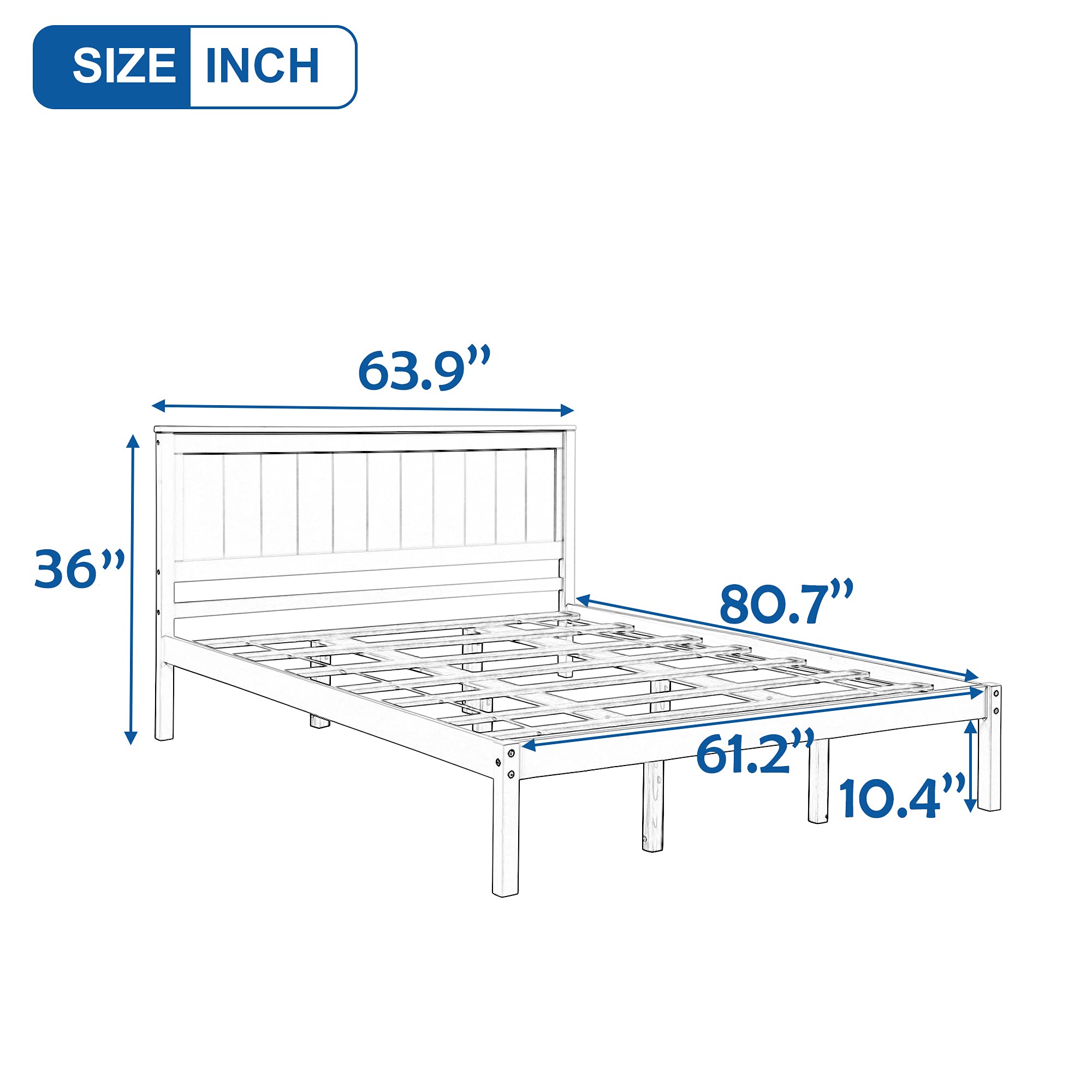 Jintop Queen Size Platform Bed Frame with Headboard,Bedroom Stylish Bed W/Wood Slat Support & No Box Spring Required,Easy to Assemble,for Kids Teens Girls Boys,Espresso