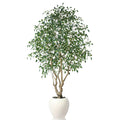 SOGUYI Ficus Tree Artificial Indoor, 8 Feet Tall Faux Ficus Tree with Round Artisan Planter, Premium Handmade, Realistic Trunk & Lifelike Leaves, Perfect for Large Spaces & Elegant Home/Office Decor