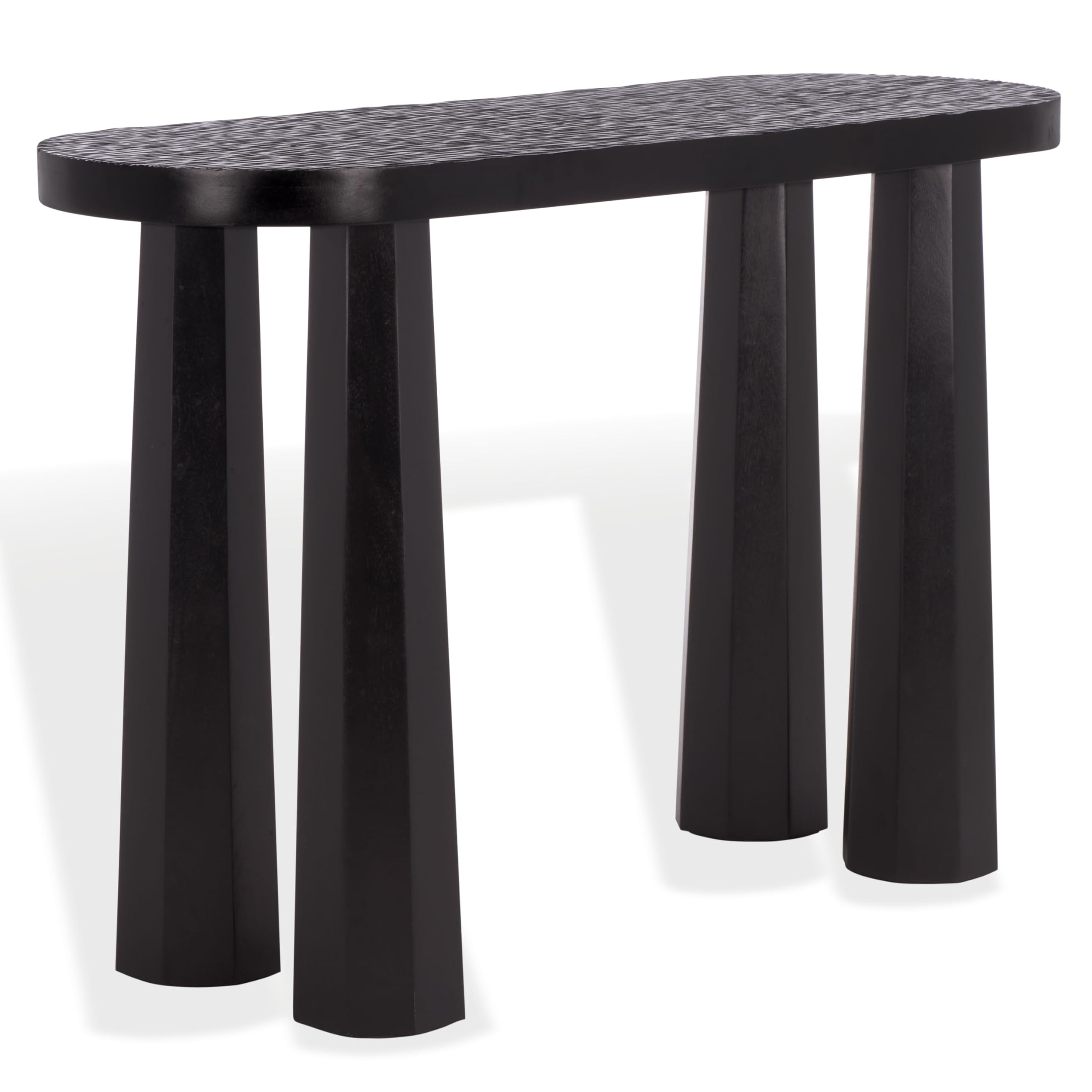 SAFAVIEH Couture Collection - Petraclara Black Solid Wood Console Table, Sculptural Oval Design, Modern Accent (SFV5791A)