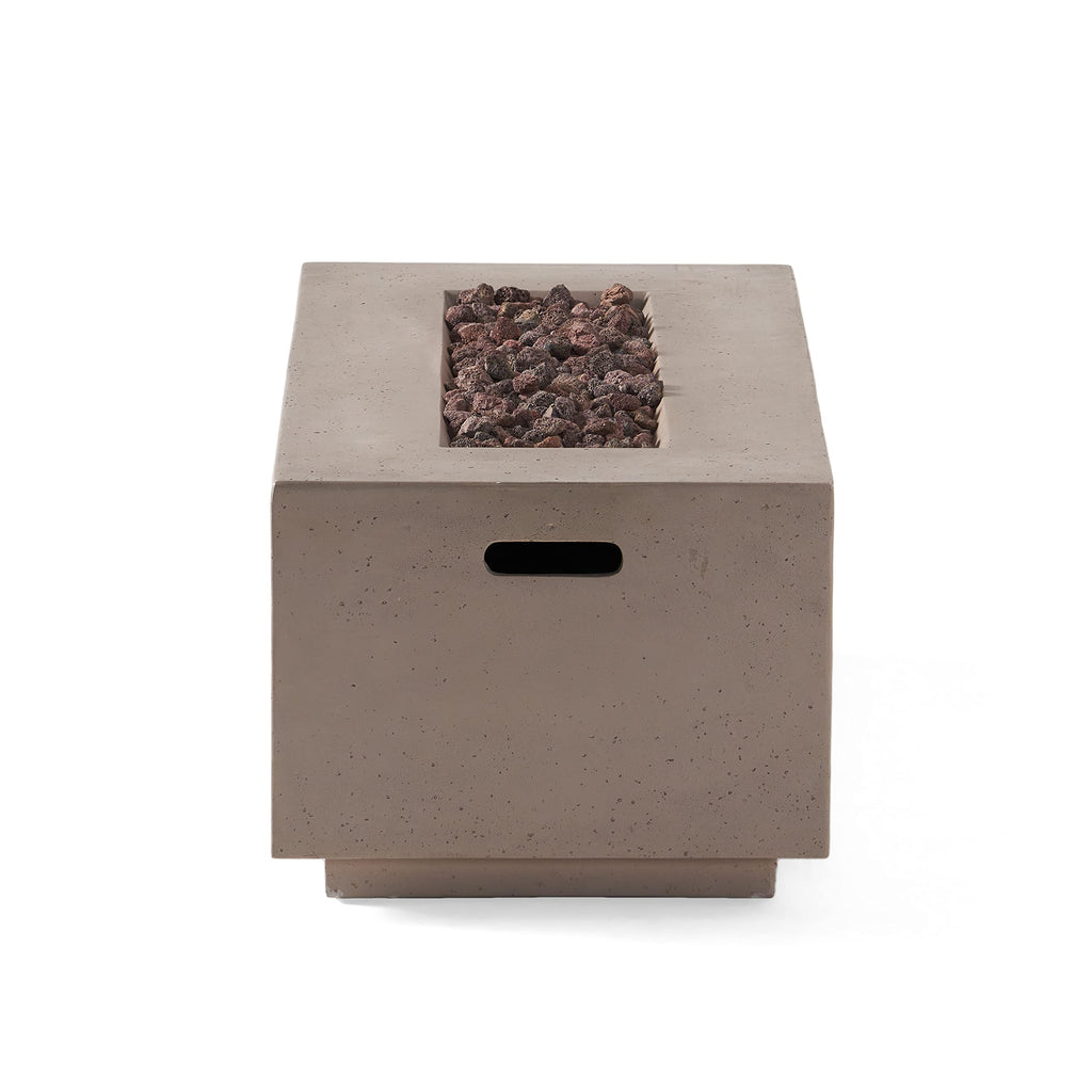Christopher Knight Home Aidan Outdoor 40,000 BTU Rectangular Fire Pit (No Tank Holder) - Lightweight Concrete - Light Gray