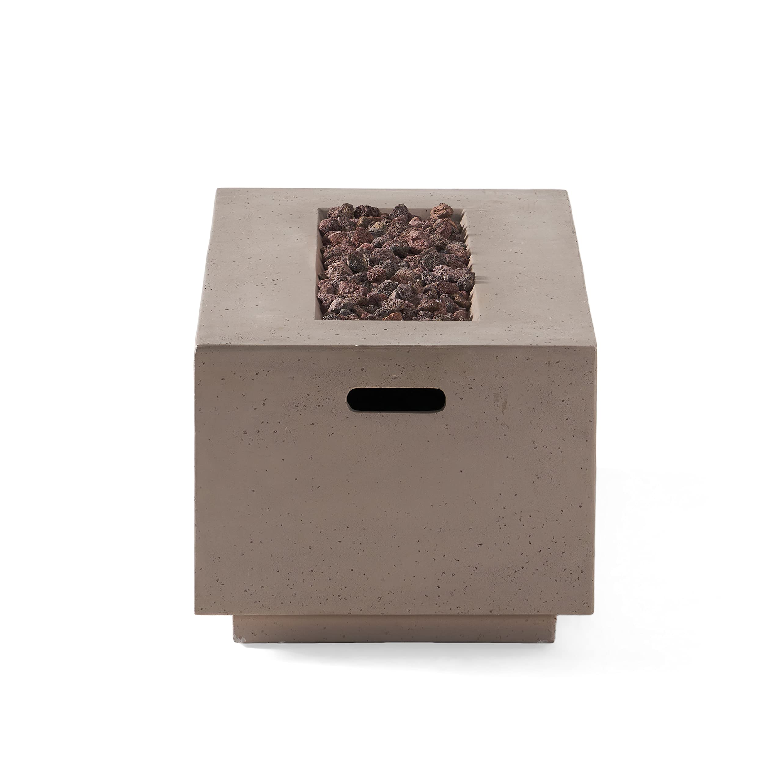 Christopher Knight Home Aidan Outdoor 40,000 BTU Rectangular Fire Pit (No Tank Holder) - Lightweight Concrete - Light Gray