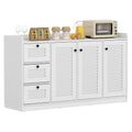 Giantex 63'' Buffet Cabinet with Storage, Modern Sideboard Cabinet with 3 Doors & 3 Pull-Out Drawers, Large Kitchen Console Table with Anti-Tipping Devices for Living Room, Dining Room, White