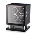 Watch Winder for 4 Watches with LED Backlight, LCD Display and Motor-Stop Option (Black & Black)