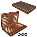 Turkish Backgammon Set for Adults, 19 Inch Luxury Ebony & Leather Backgammon Board, Premium Foldable Travel Game with Acrylic Checkers & Dice, Elegant Gift Choice for 2 Players