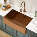 Lordear 33 inch Farmhouse Kitchen Sink Apron Front 16 Gauge Stainless Steel Copper Tone Bronze Deep Single Bowl Kitchen Farm Sink