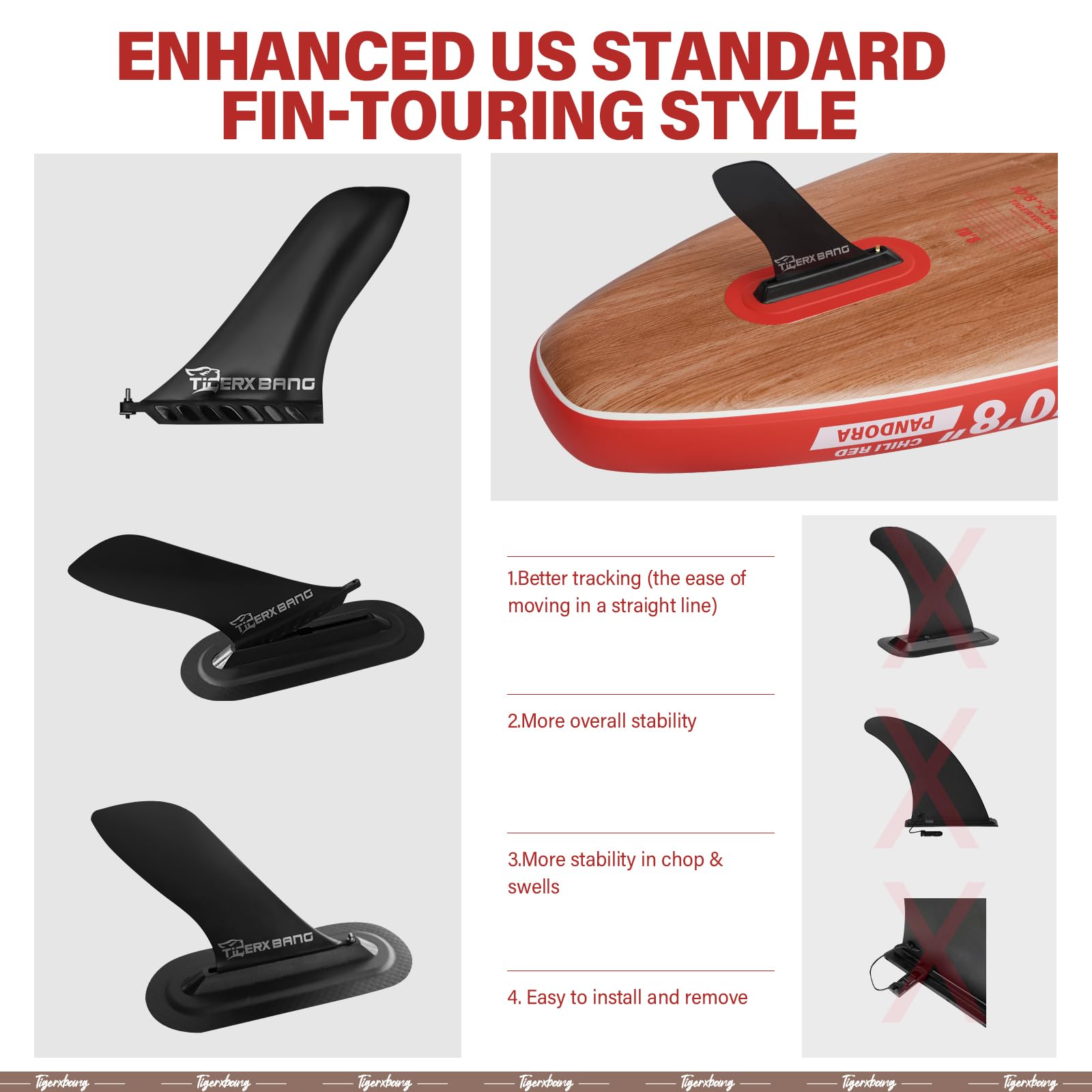 TIGERXBANG Paddle Board, 10.8' Stand Up Paddle Board with Premium Complete Inflatable SUP Accessories, Extra Wide Paddleboards for Adults & Kids-Pandora Collection Chili Red