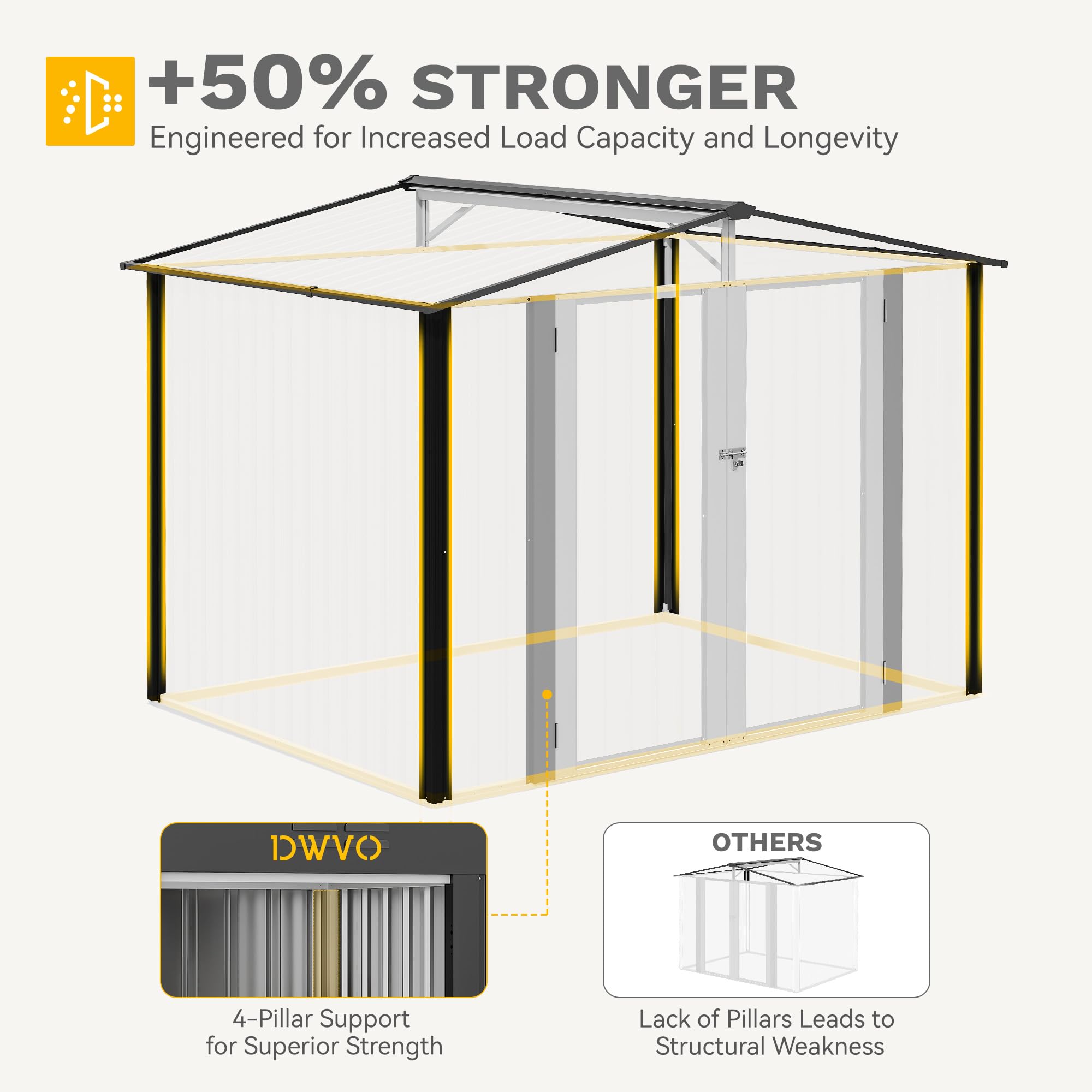 DWVO 7'x5' Large Metal Outdoor Storage Shed, Heavy Duty Tool Storage Sheds for Backyard Patio Lawn - Ideal for Bicycles, Garden Tools, and Lawn Equipment, Easy-to-Assemble, Dark Gray