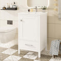Merax 20" Bathroom Vanity with Ceramic Sink, Soft-Close Drawer & Door, Double-Layer Door Organizer, Divider Drawer, Adjustable Foot Pads, Modern Freestanding Storage Cabinet for Small Bathrooms