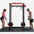 Power Cage with Dual Independent LAT Pulldown & Cable Crossover System – 2000LBS All-in-1 Home Gym, 2-User Multi-Functional Power Rack with Adjustable Dual Pulleys, Squat Rack for Garage & Home