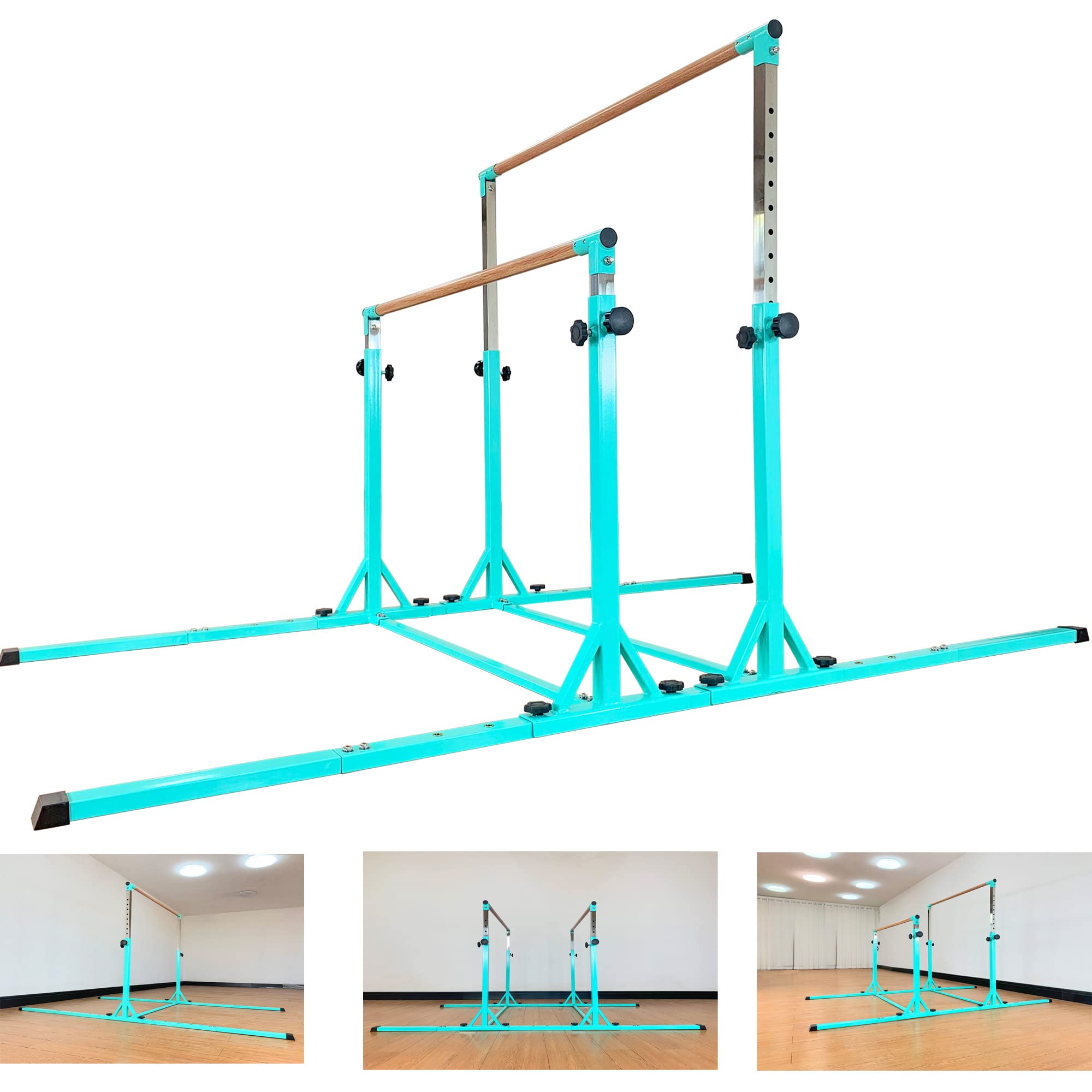 MARFULA Gymnastics Double Horizontal Bars 3Play Parallel Bars Uneven Bars Gymnastics Training Kip Bar with 304 Stainless Steel Regulating Arms & Fiberglass Rail for Indoor Outdoor Home Club Use