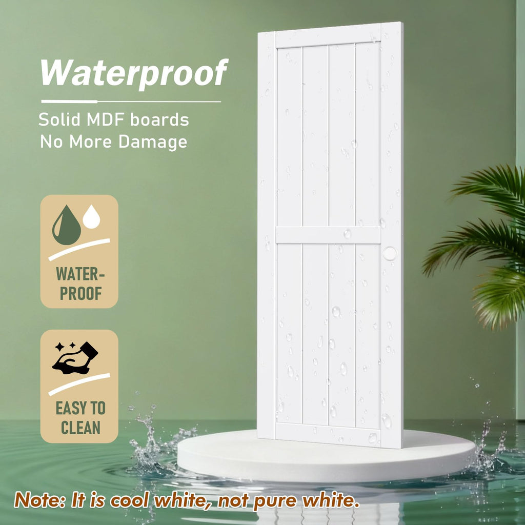 FREDBECK Sliding Closet Doors 48x80(Double 25inch),Bypass Barn Door with Hardware,for Bedroom,White,H Frame,Assemble Required