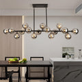 APLampara Mid Century Modern Chandelier 55in Linear Bubble Chandeliers 16-Light Black & Gray Sputnik Pendant Lighting Fixture for Dining Room Kitchen Island