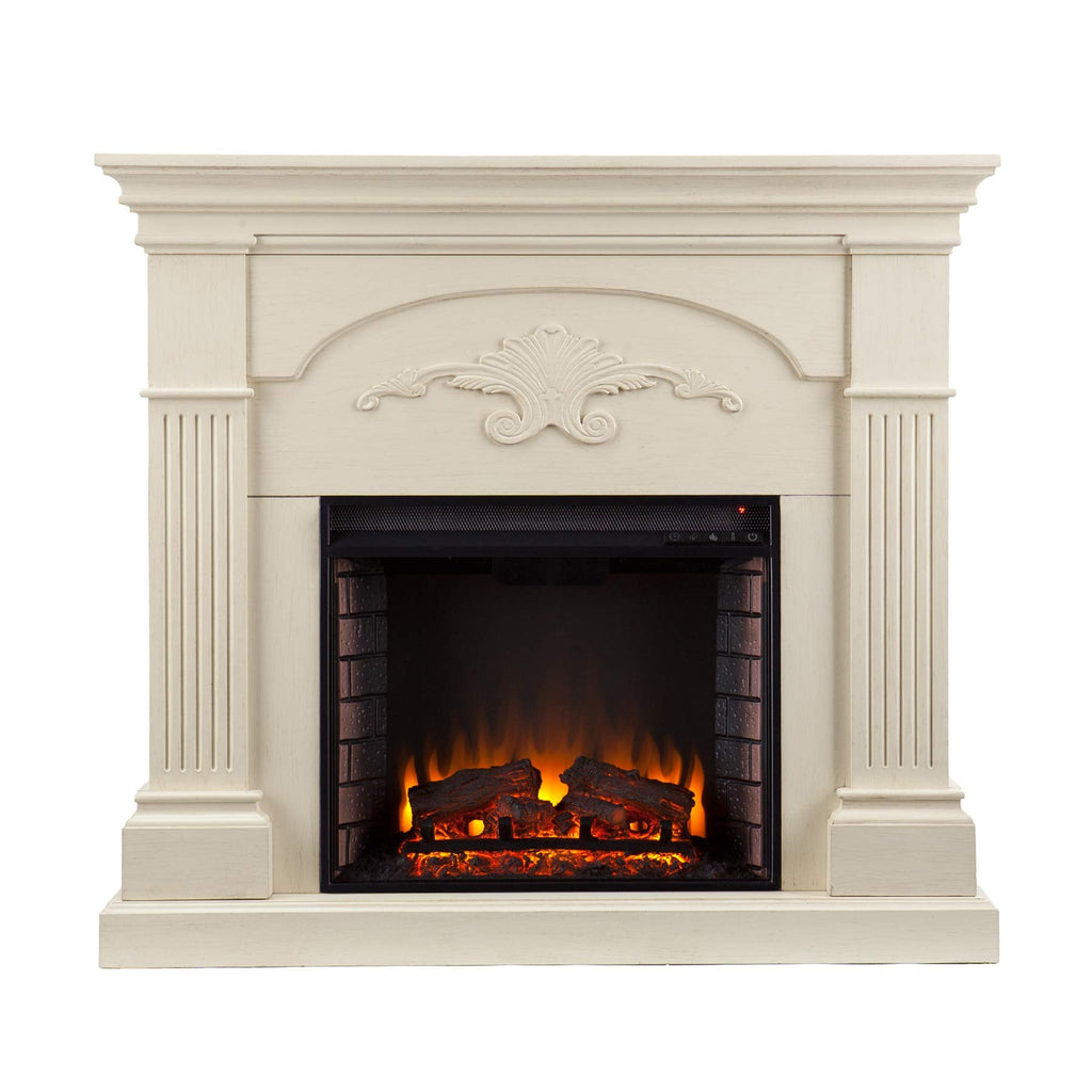 SEI Furniture - Sicilian Harvest Electric Fireplace - Ivory - Transitional Design, Ideal for Living Room, Bedroom (FE9275)