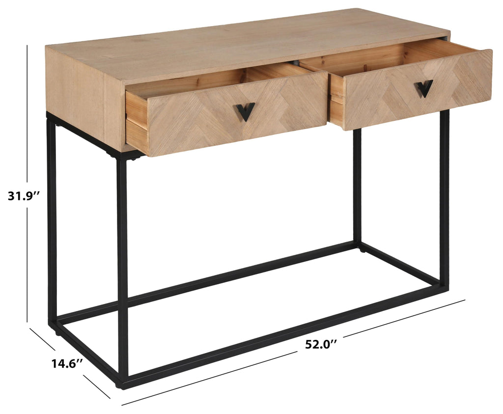 SAFAVIEH Couture Collection - Sherriandra Natural & Black Metal Console Table with 2 Drawers, Modern Accent (SFV3010A)