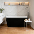 49" Modern Acrylic Freestanding Bathtub, Deep Soaking Stand Alone Tub with Chrome Overflow and Drain, Comfortable Small Space Tub, Black