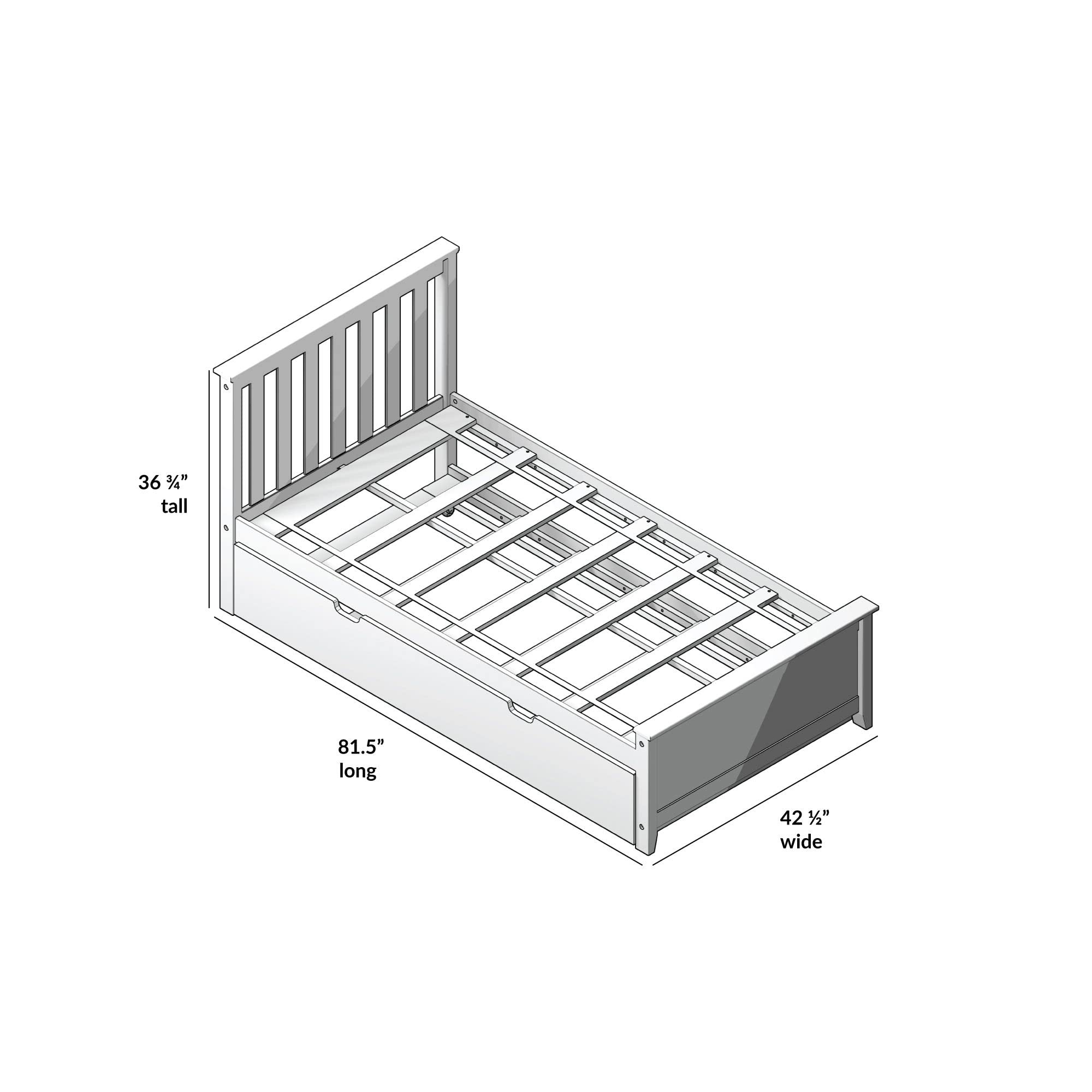 Max & Lily Twin Bed, Wood Bed Frame with Headboard For Kids with Trundle, Slatted, White
