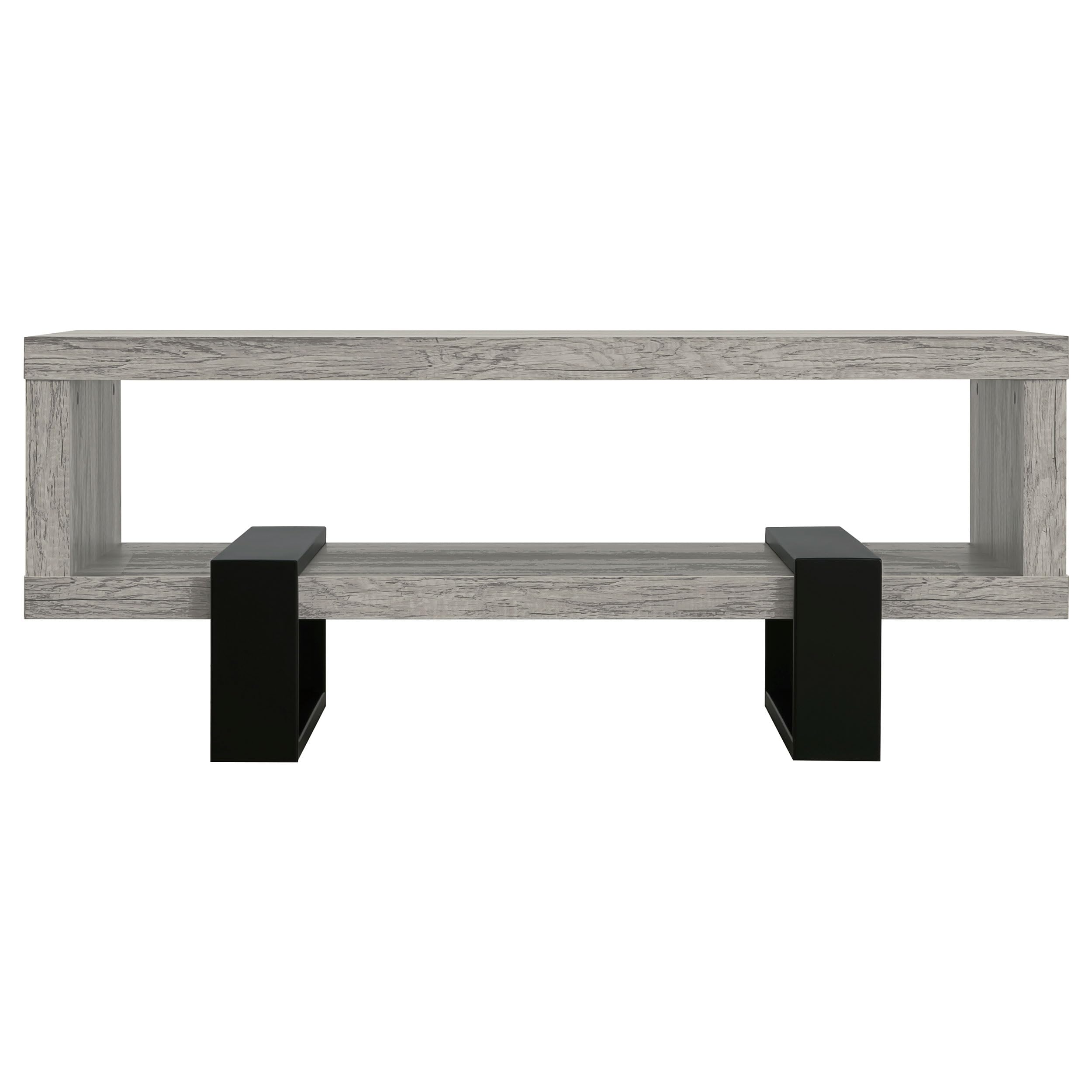 Coaster Home Furnishings - Dinard - Wood - Coffee Table with Metal Bases, Open Shelf, and Rectangular Surface - Living Room - 47-Inch - Grey Driftwood - 720878