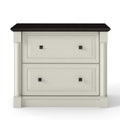 2-Drawer Roman Column File Cabinet, 36.8″ Wide Lateral File Cabinet with Hanging Folders, Fits Letter Legal A4 Size, Elegant Classic Design Home Office Boss Room Printer Stand, White and Brown top