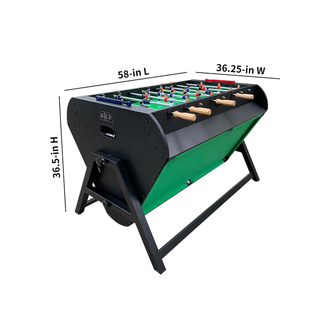 KICK Triplex 55″ Telescopic Rods 3-in-1 Swivel Multi Game Table (Black) – Foosball, Pool/Billiards & Air Hockey