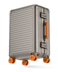 Varyleap All Aluminum Checked in Luggage, Zipperless Aluminum Suitcase, Hard Shell Carry On Luggage with TSA Lock, Spare Wheels for Travel. (Titanium Gold, 24in)