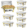 XYJBHB Chafing Dishes for Buffet, 9QT 8 Pack Chafing Dish Buffet Set, Stainless Steel Catering Warmer Server with 8 Full Size Pans for Home Party Wedding Buffets, Gold