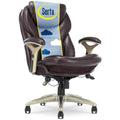 Serta Claremont Ergonomic Executive Office Chair with Back in Motion Technology, Adjustable Mid Back Desk Chair with Lumbar Support, Bonded Leather, Chestnut Brown