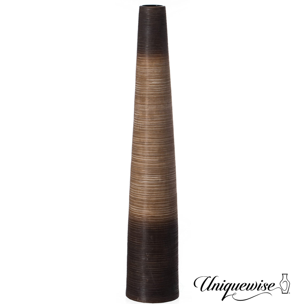 47-Inch Tall Handcrafted Brown Ceramic Floor Vase - Waterproof Cylinder-Shaped Freestanding Vase, Ideal for Tall Floral Arrangements and as a Standalone Piece