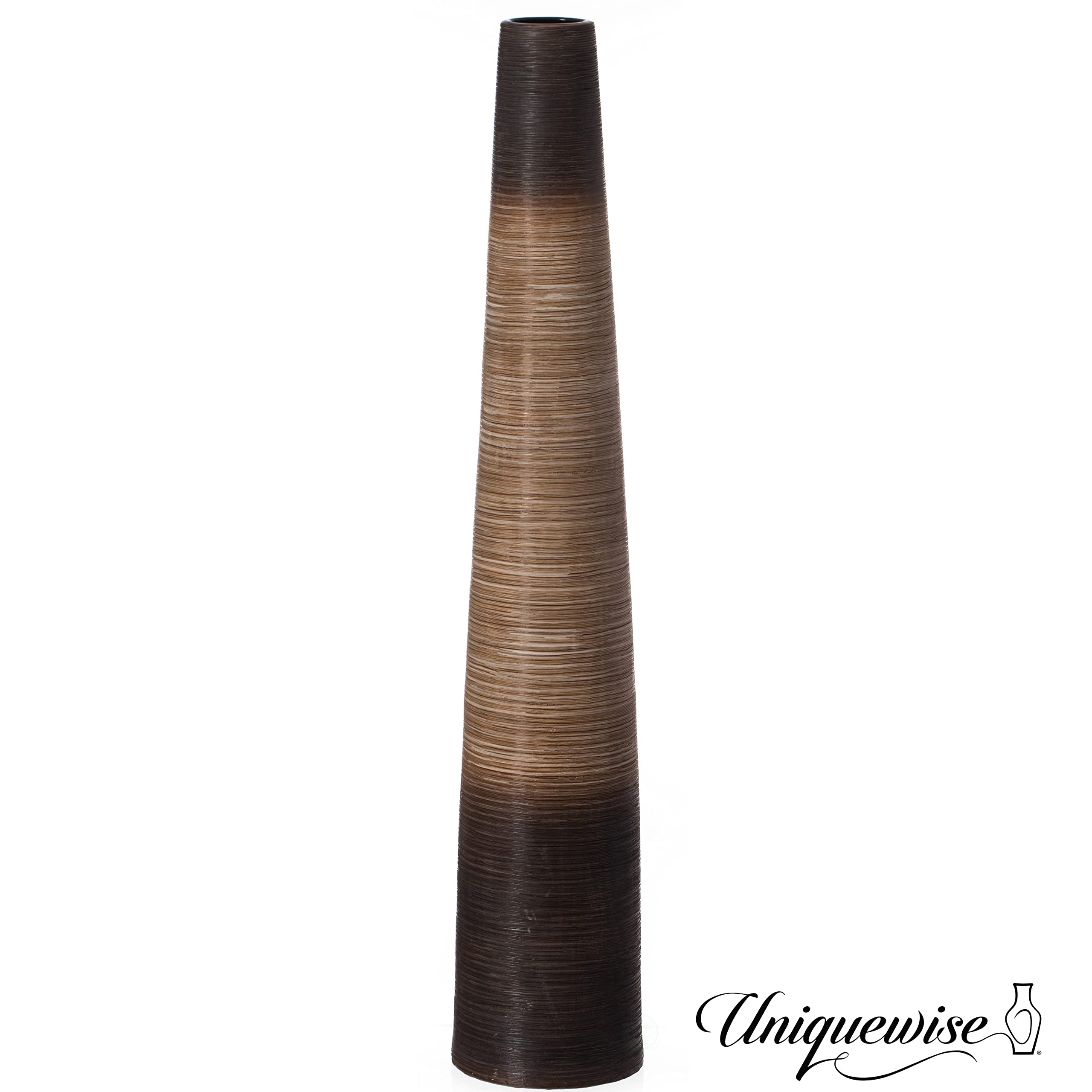 47-Inch Tall Handcrafted Brown Ceramic Floor Vase - Waterproof Cylinder-Shaped Freestanding Vase, Ideal for Tall Floral Arrangements and as a Standalone Piece