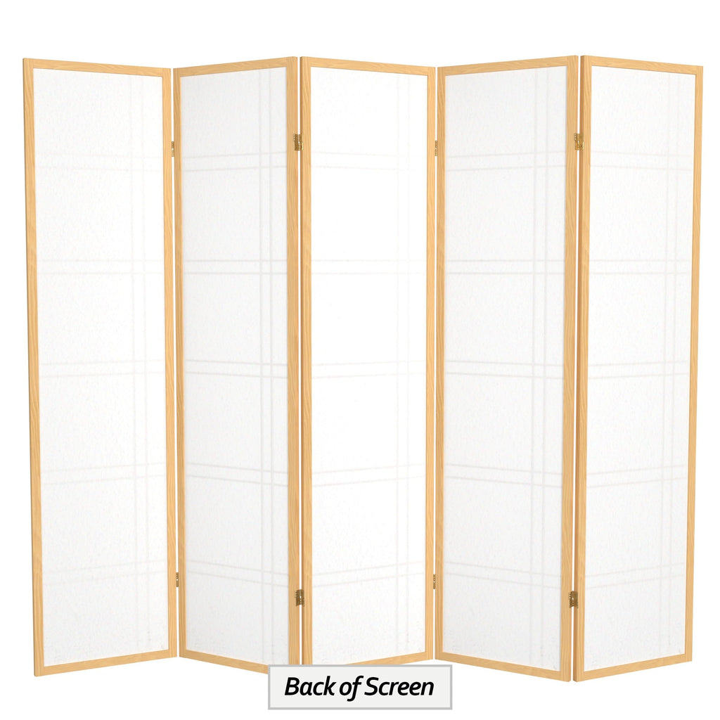 Red Lantern 6 ft. Tall Double Cross Shoji Screen - Natural - 5 Panels