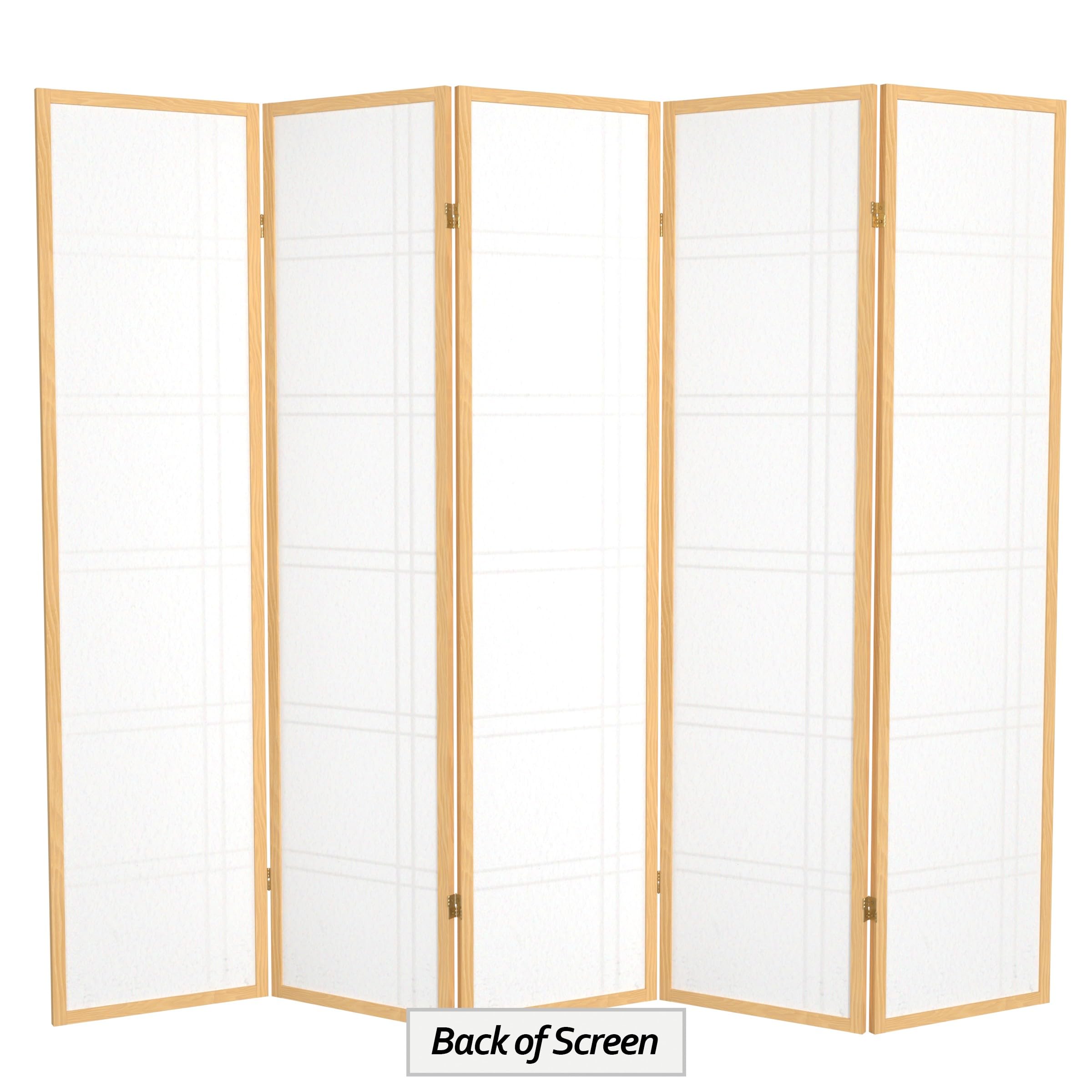 Red Lantern 6 ft. Tall Double Cross Shoji Screen - Natural - 5 Panels