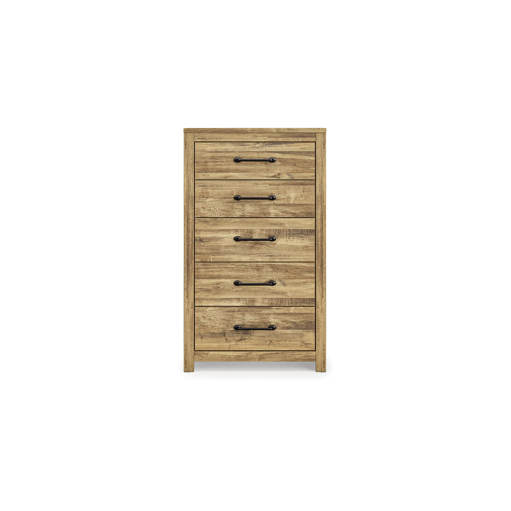 Signature Design by Ashley Hastiport Farmhouse 5-Drawer Chest with Safety Stop, Light Brown
