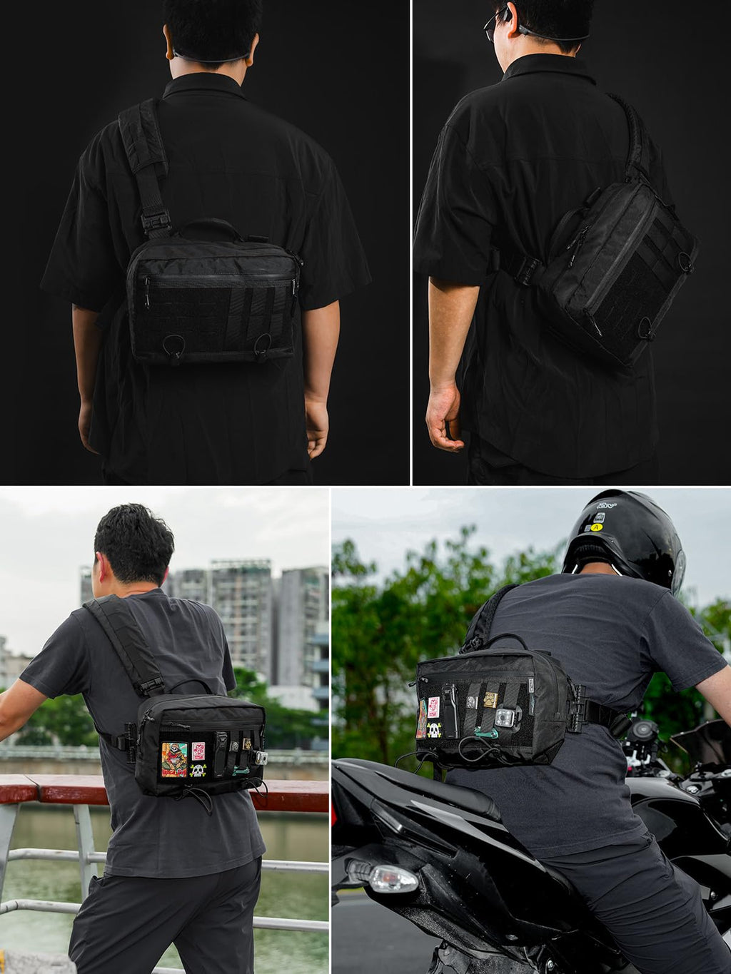 TACTICAL_GEEK L3 Pro EDC Crossbody Bag, Chest Bag with Adjustable Strap,Daily Carry Sling Pack, Large Capacity Daypack Organizer for Camera, Drones（X-PAC Black）